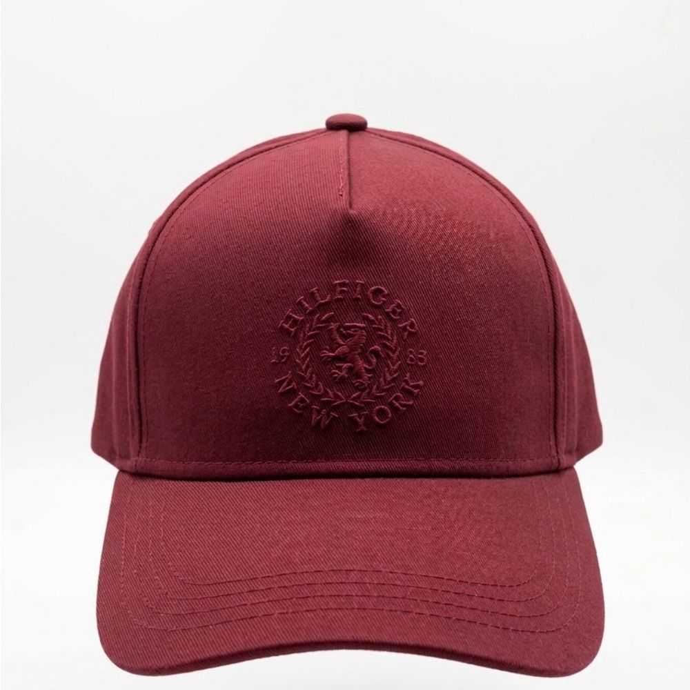 NEW Tommy Hilfiger New York Embroidered Baseball Cap - Burgundy
